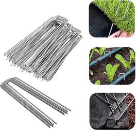 Datpuik 445056151123 50 Pack Sturdy Garden Landscape Staples 6 Inch Galvanized Steel Sod Pins Anti-r Datpuik 445056151123 50 Pack Sturdy Garden Landscape Staples 6 Inch Galvanized Steel Sod Pins Anti-r