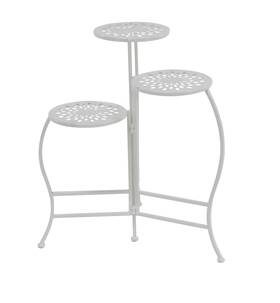45079 Decmode 19 Inch X 14 24 3 Tier White Metal Indoor Outdoor Floral Plantstand