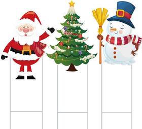 Sdty3 Dingixoc 3 Piece Christmas Decorative Metal Stakes 27 Inch Yard Snowman White