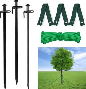 Doksving 724901876075 15.8 Inch Overlength Tree Stakes 3 Pcs Heavy Duty And Supports Green