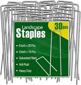 W010 Duijinyu 30 Pcs Galvanized Landscape Staples Metal Width 1.6&apos &apos Silver W010 Duijinyu 30 Pcs Galvanized Landscape Staples Metal Width 1.6&apos &apos Silver