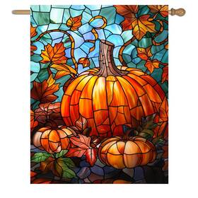 B0d7vtr6dy Dzglobal Pumpkin Fall Garden Flag 28x40 Double Sided Autumn Stained Glass Halloween
