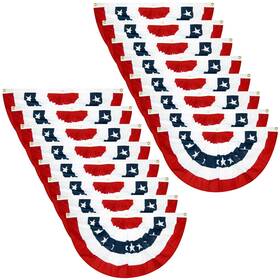 B0bvy7ykv3 Ebaokuup 16-pcs Usa Patriotic Pleated Fan Flags - 3x1.5ft American Bunting