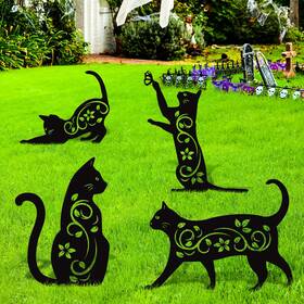 Eh2138 Elcoho 4 Pack Black Cat Silhouette Cute Metal Garden 30 X 23 Cm Eh2138 Elcoho 4 Pack Black Cat Silhouette Cute Metal Garden 30 X 23 Cm