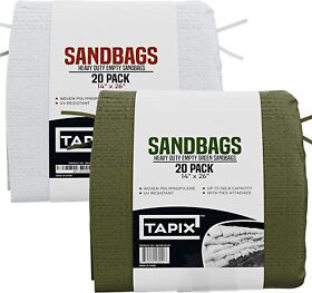 Sb1426-10p-gr-b Empty White And Green Sandbags With Ties Bundle Of 10 Each 14inch X 26inch Sb1426-10p-gr-b Empty White And Green Sandbags With Ties Bundle Of 10 Each 14inch X 26inch