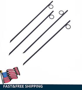 Etsg 699944080485 4pcs 18 Inch Steel Tent Canopy Ground Stakes With Angled Ends And 1 Loops