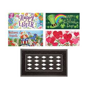 B08l5l8nyw Evergreen Flag Sassafras Spring Holiday Doormat Insert Bundle And Tray Set - 5 Mats