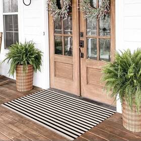 B0d7nygd9q Fallovea Black/white Striped Rug 28x43 Inch Indoor/outdoor Doormat Washable Cotton B0d7nygd9q Fallovea Black/white Striped Rug 28x43 Inch Indoor/outdoor Doormat Washable Cotton