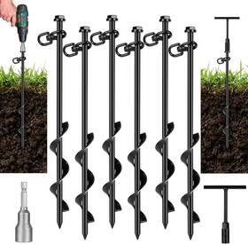 Gasi1230 Faurimmer 6 Pack Ground Anchor Heavy Duty Earth Anchors With T Handle Hex Black-6 Gasi1230 Faurimmer 6 Pack Ground Anchor Heavy Duty Earth Anchors With T Handle Hex Black-6