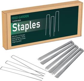 Feed Garden 313099947959 12 Inch 100-pack Galvanized Landscape Staples 11 Gauge Anti-rust