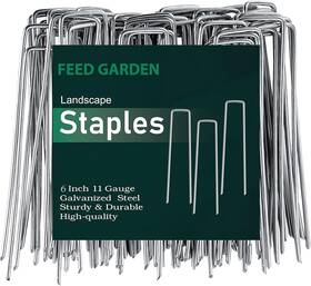 Feed Garden 726084529847 6 Inch 25 Pack Galvanized Landscape Staples 11 Gauge Anti-rust Garde