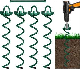 Jc-lxdm-16in-4-green Feed Garden 16 Inch Spiral Ground Anchors Heavy Duty Screw In Green Jc-lxdm-16in-4-green Feed Garden 16 Inch Spiral Ground Anchors Heavy Duty Screw In Green