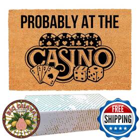 B0fdg9yktg Fndmctps Funny Coir Doormat Inch Probably At Casino Front Door Entry Welcome Mat 23x15.7in