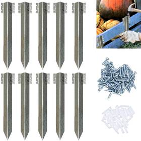 Hg0768 Focefec Heavy Duty Fixing Peg Timber 10 Pack 39cm Tall Galvanised Steel Metal Corner