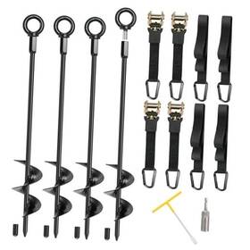 Dmzd-450-4 Fule Ground Anchors 4 Pack 18 Inch Shed Anchor Kit Screw In Tent Stakes Fully Welded