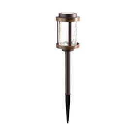 Tv-113926-u-a Fusion Solar Stake Light With Crackle Glass Lens Bronze/woodgrain 4pk Open Box