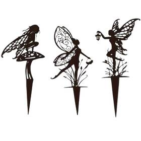 Gugs001 Garkup Decorative Garden Stakes Fairy Statues For Home And 3 Black