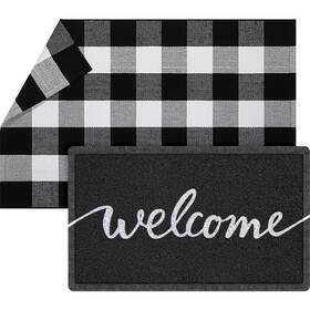 B0cjfngxk2 Geelin 2 Pcs Welcome Doormat Set 30 Inch X18 And 43 X27.5 Rustic Buffalo Outdoor Rug