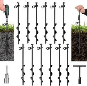 Gs0417 Gelbekuh 12 Pack Heavy-duty Ground Anchors Set Earth With T Black-12 Gs0417 Gelbekuh 12 Pack Heavy-duty Ground Anchors Set Earth With T Black-12