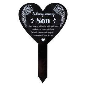 Globleland Ajew-wh0365-006-us19 Heart Shaped Son Garden Stake 10.16 Inches X 6.22 Black