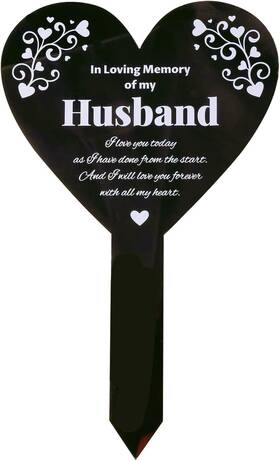 Globleland Ajew-wh0365-008-us19 Heart Husband Garden Stake For 10.16 Inches X 6.22 Black