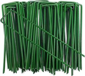 Goboloto 735584390635 6 Inch Garden Stakes Galvanized Landscape Staples U-type Turf Green