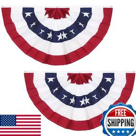B09s8nwgcr Gooswexmzl 3x6 Ft American Pleated Fan Flag Usa Patriotic Half Bunting 4th Of July