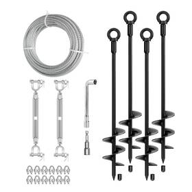Ymd-0018 Growglow 30 Inch Ground Anchors Shed Kit With 3/16 75ft Galvanized 4pcs Black Ymd-0018 Growglow 30 Inch Ground Anchors Shed Kit With 3/16 75ft Galvanized 4pcs Black