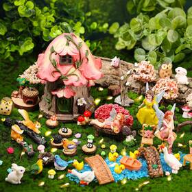 B0dbhl2qqg Hiyzi 93 Pcs Fairy Garden House Resin Accessories Elves Kit Miniature Fair