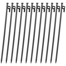 Hbus-tentstakes-bk-12p-220811 Hnbun 12pcs Tent Stakes Heavy Duty 16inch Metal Camping Pegs... Fast Ship