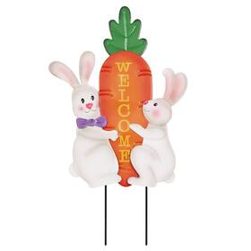 Hgmd-2142 Hogardeck Easter Decorations Outdoor 26 Inch Cute Bunny Carrot Decorative Garden Stakes F