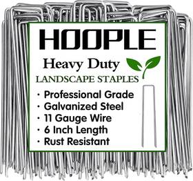 Hoople 744110220902 120 Pack 6 Inch 11 Gauge Galvanized Landscape Staples Stakes For Outdoor