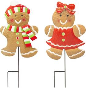 Hourleey 600609090442 2 Pack Christmas Metal Stakes 24.8 Inch Gingerbread Boy Girl Yard Sign Decor Hourleey 600609090442 2 Pack Christmas Metal Stakes 24.8 Inch Gingerbread Boy Girl Yard Sign Decor