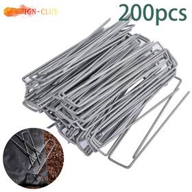 Icc1255062 Ign-club 200 Pack 6 Inch 11 Gauge Garden Stakes Landscape Staples Galvanized Sod