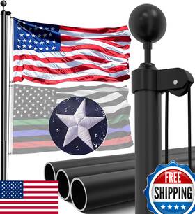 B0d62lcblf Iiope 16ft Heavy Duty Flag Pole For Outside House - 13-gauge Extra-thick Aluminu