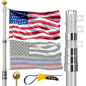 B0fk2539pj Iiope 30ft Telescoping Flag Pole For Outside House Extra Thick Telescopic
