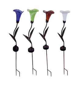 8888059 Infinity 34.65 In. Glass And Iron Tulip Solar Flower Stake Pack Of 8