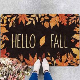 B0fpwf9w2z Interestprint Hello Fall Maple Leaf Doormat - Indoor/outdoor Entrance Mat 16 Inch X24