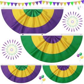 B0ck1p666m Irenare 4 Pcs Mardi Gras Burlap Bunting Flag New Orleans Plea