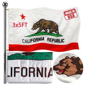 B0bj32ywjd Jayus Double Sided Embroidered California Republic Flag 3x5 Ft Outdoor Nylon