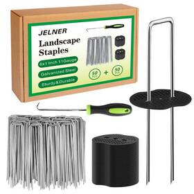 B0cwwjkfv3 Jelner 50x 6 Inch 11 Gauge Galvanized Landscape Staples 50 Gaskets And 1 Pick Tool