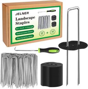 Jelner-us-20240228 Jelner Landscape Staples Set 6 Inch 11 Gauge 50pcs Galvanized Garden Stakes Silver