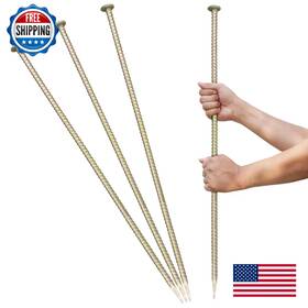 B0cdbxcrlg Jpoip 30 Inch 9/16 Rebar Stakes - Heavy Duty Galvanized Asphalt Anchors 4-pack