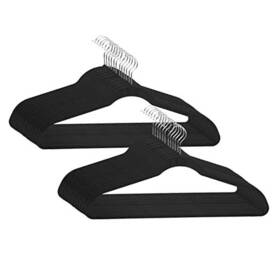 Kennedy International Inc 633125259475 Extra Wide 21 Inch Velvet Coat Hangers Slim Design Heavy Duty 24 Pack Black