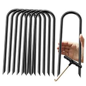 Kkshine 727431783004 Trampoline Stakes High Wind 12 Inch Heavy Duty Anchors Black 8pcs