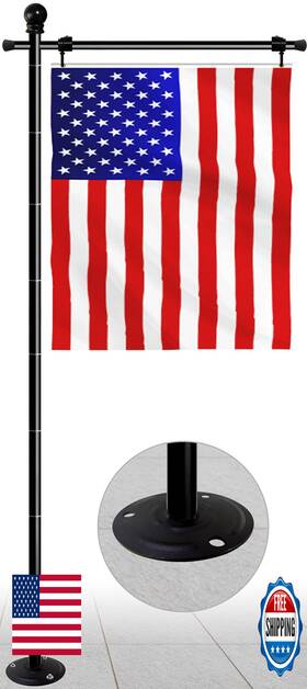 B0b9n5znp4 Koutemie 10ft Garden Flag Pole Stand Metal Base 3x5 American Flags Adjustable