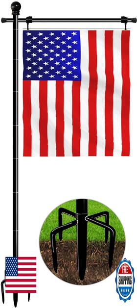 B0b9n7mj2c Koutemie 10ft Garden Flag Pole Stand 5-prong Base For 3x5 Flags Adjustable