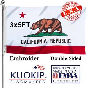 B0cssrlm64 Kuokip Double Sided Embroidery Californian State Flag 3x5 Outdoor Made In Usa Heavy Dut B0cssrlm64 Kuokip Double Sided Embroidery Californian State Flag 3x5 Outdoor Made In Usa Heavy Dut