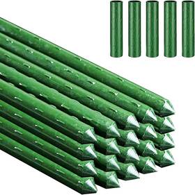 Lj20ppglsus Laoju Garden Stakes Sturdy Plant Support Sticks - 20pcs Plastic Coated Steel Green