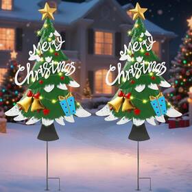 Hd250076 Lewondr 2 Pcs Christmas Decororations Outdoor 41.1 Inch Solar Metal Warm Light Hd250076 Lewondr 2 Pcs Christmas Decororations Outdoor 41.1 Inch Solar Metal Warm Light